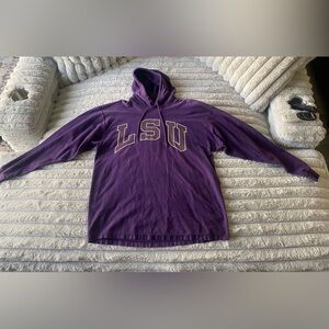 “LSU” Long Sleeve Hooded Shirt- Size Large